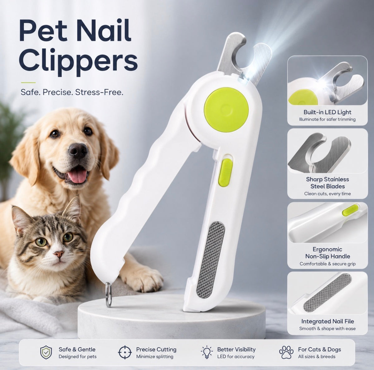 Cat and Dog Nail Clippers with Sharpeners