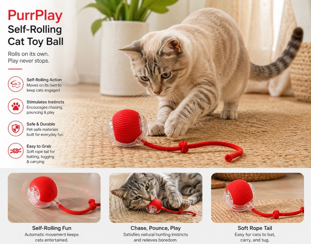 PurrPlay Self-Rolling Cat Toy Ball